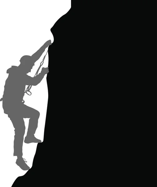 Black Silhouette Rock Climber White Background Vector Illustration Black Silhouette — Stock Vector