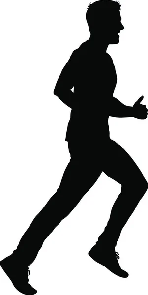 黑色侧写短跑运动员以白色背景冲刺男子 黑色侧写短跑运动员以白色背景冲刺男子 — 图库矢量图片