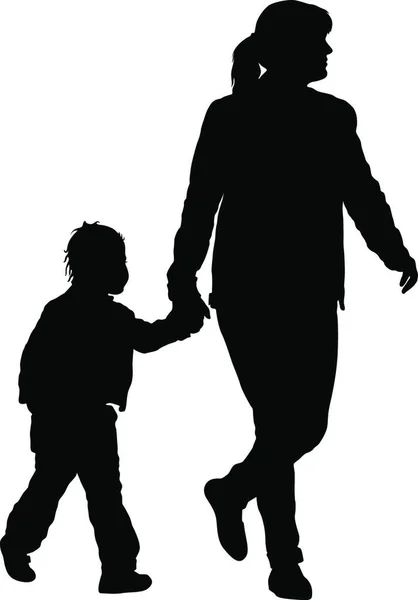 Silhouette Familia Feliz Fondo Blanco Silhouette Familia Feliz Sobre Fondo — Archivo Imágenes Vectoriales