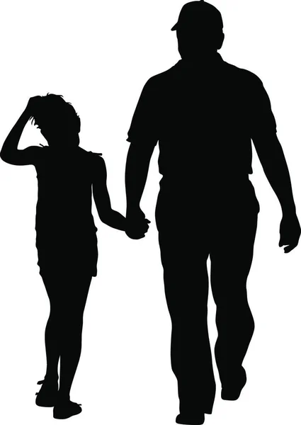 Silhouette Famiglia Felice Sfondo Bianco Silhouette Famiglia Felice Uno Sfondo — Vettoriale Stock