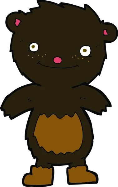 Kreslený Medvídek Černý Nošení Bot — Stockový vektor