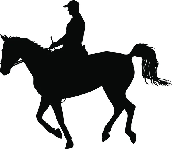 Silhueta Vetorial Cavalo Jóquei Silhueta Vetorial Cavalo Jóquei — Vetor de Stock