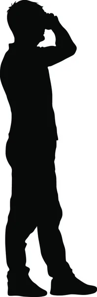 Schwarze Silhouetten Mann Mit Erhobenem Arm Vektorillustration Schwarze Silhouetten Mann — Stockvektor