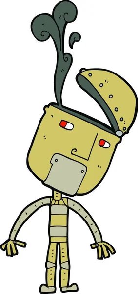 開いた頭を持つ漫画ロボット — ストックベクタ