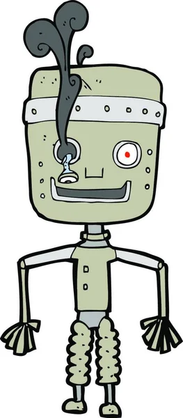 Cartoon Storing Robot Illustratie Witte Achtergrond — Stockvector