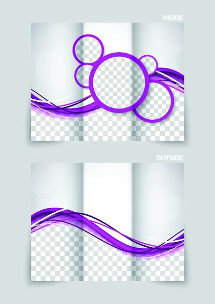 Dreifach Broschürenvorlage Violett Mit Kreisen — Stockvektor
