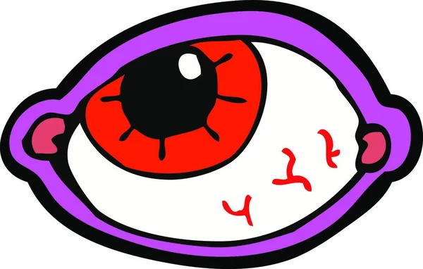 Cartoon Griezelig Oog Illustratie Witte Achtergrond — Stockvector