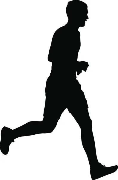 黑色侧写短跑运动员以白色背景冲刺男子 黑色侧写短跑运动员以白色背景冲刺男子 — 图库矢量图片