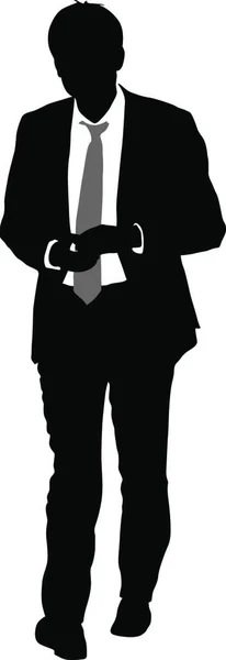 Silhouette Businessman Man Suit Tie White Background Vector Illustration Silhouette — Stock Vector