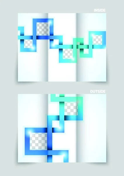 Tri Fold Abstract Brochure Design Squares Spiral — ストックベクタ