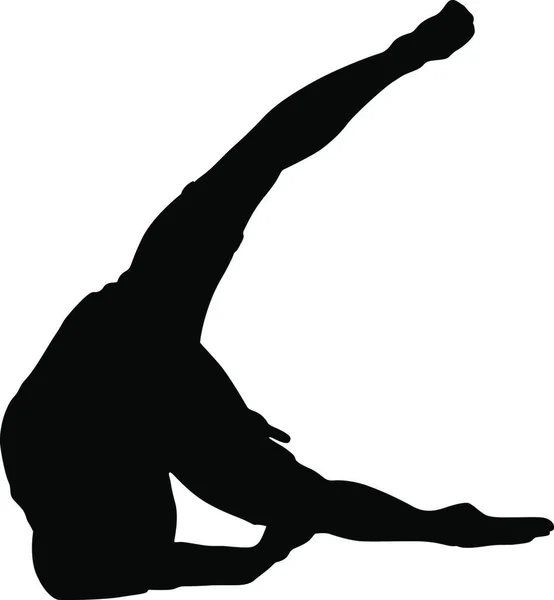 黑色轮廓在白色背景上的霹雳舞者 白色背景下的黑影舞女 — 图库矢量图片