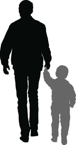 Silhouette Einer Glücklichen Familie Auf Weißem Hintergrund Silhouette Einer Glücklichen — Stockvektor