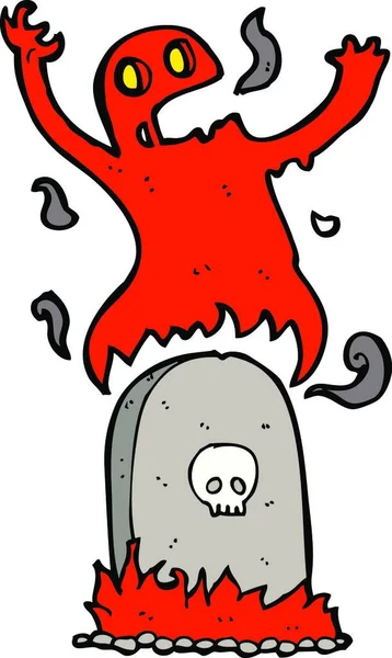 Fantasma Dibujos Animados Saliendo Tumba — Vector de stock