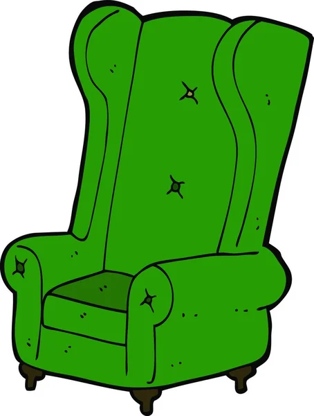 Cartoon Oude Fauteuil Illustratie Witte Achtergrond — Stockvector