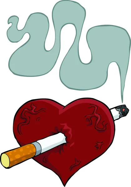 Kreslené Srdce Propíchnuté Ilustrací Vektoru Cigaret — Stockový vektor