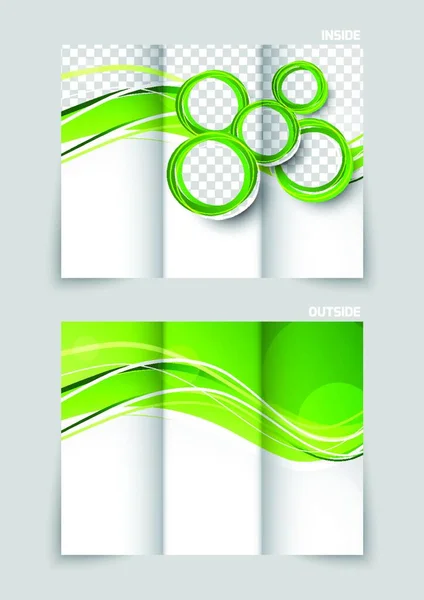 Dreifach Broschüren Template Design Mit Grünem Welligem Design — Stockvektor