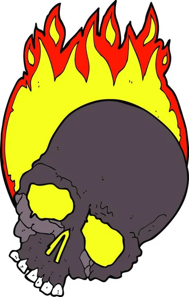 Cartoon Burning Skull Illustration White Background — Stock Vector