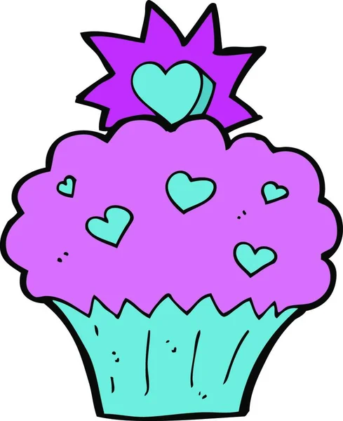 Cartoon Liefde Hart Cupcake — Stockvector
