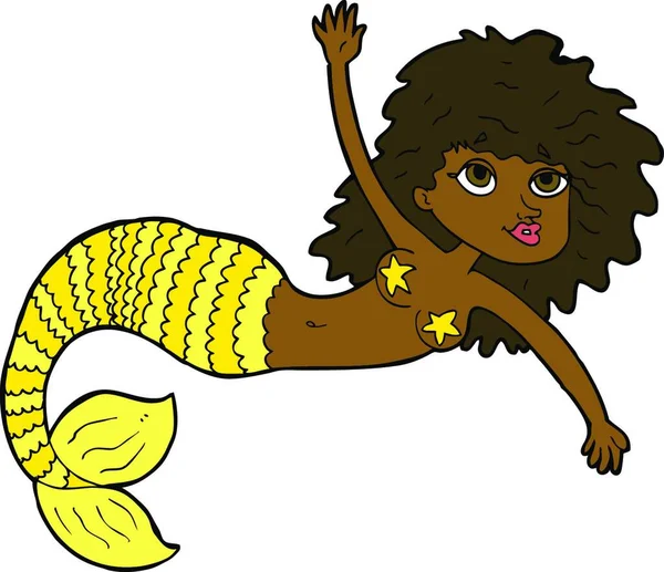 Cartoon Pretty Mermaid Vector Illustration — Stock Vector