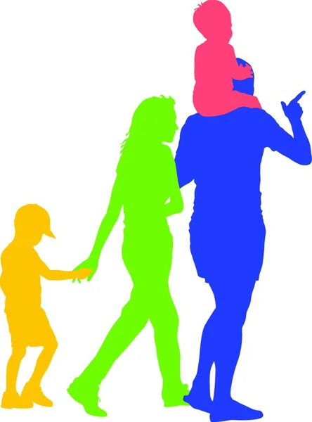 Σιλουέτα Της Ευτυχισμένης Οικογένειας Λευκό Φόντο Εικονογράφηση Διάνυσμα Σιλουέτα Ευτυχισμένη — Διανυσματικό Αρχείο