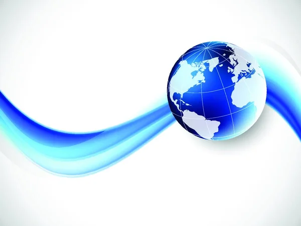 Αφηρημένη Παγκοσμιοποίηση Φόντο Μπλε Κύμα Και Globe — Διανυσματικό Αρχείο