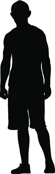 Μαύρη Σιλουέτα Άτομο Που Στέκεται Άτομα Άσπρο Φόντο — Διανυσματικό Αρχείο