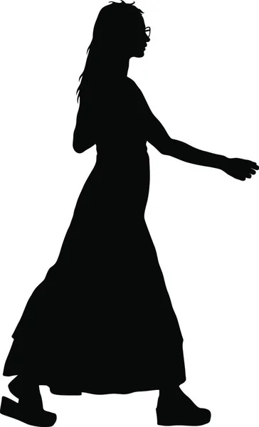 Zwarte Silhouet Vrouw Stond Mensen Witte Achtergrond — Stockvector
