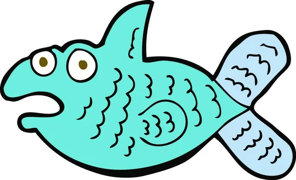 Ikan Kartun Ilustrasi Pada Latar Belakang Putih - Stok Vektor