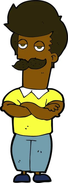 Desenho Animado Bigode Muscular Homem —  Vetores de Stock