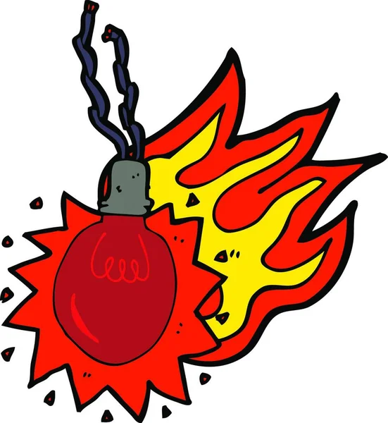 Cartoon Red Hot Light Bulb — Stock Vector