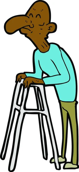 Desenho Animado Velho Homem Com Quadro — Vetor de Stock