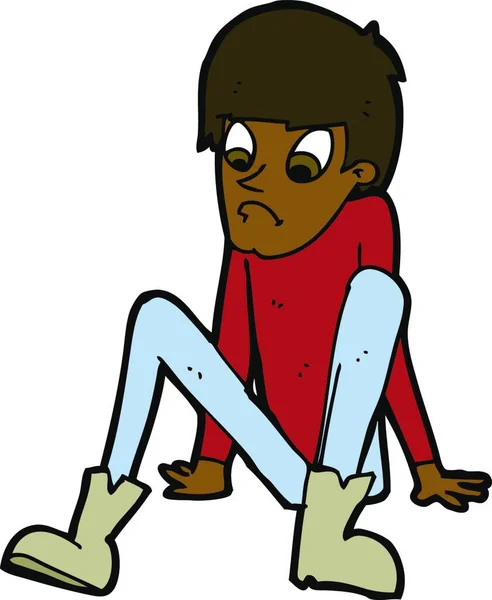 Kreslený Chlapec Sedí Podlaze — Stockový vektor