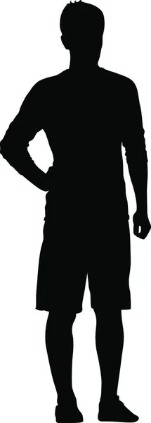 Μαύρη Σιλουέτα Άτομο Που Στέκεται Άτομα Άσπρο Φόντο — Διανυσματικό Αρχείο