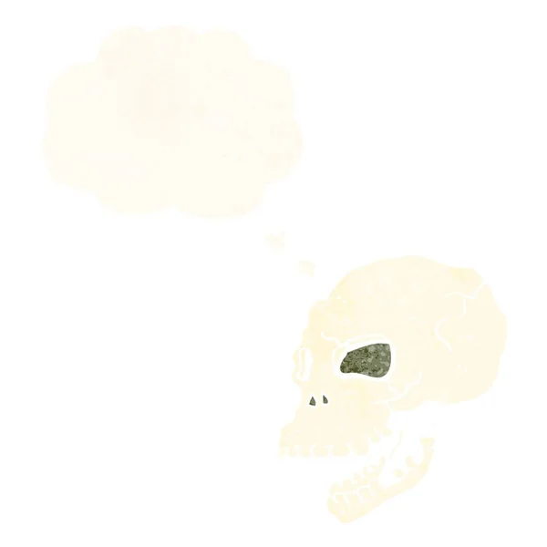 Kreslená Strašidelná Lebka Myšlenkovou Bublinou — Stockový vektor
