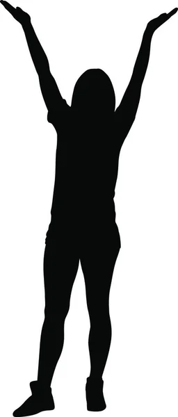 Silhouette Personnes Dansant Avec Une Main Levée Sur Fond Blanc — Image vectorielle