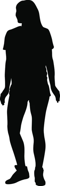 Silhouette Personnes Debout Sur Fond Blanc Silhouette Des Personnes Debout — Image vectorielle