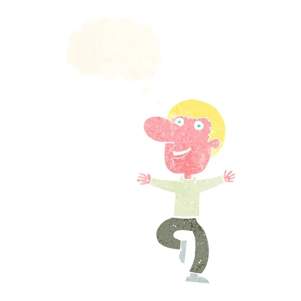 Karikatur Glücklicher Mann Mit Gedankenblase — Stockvektor