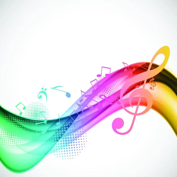 Fond Musical Ondulé Coloré Avec Des Notes Clef — Image vectorielle