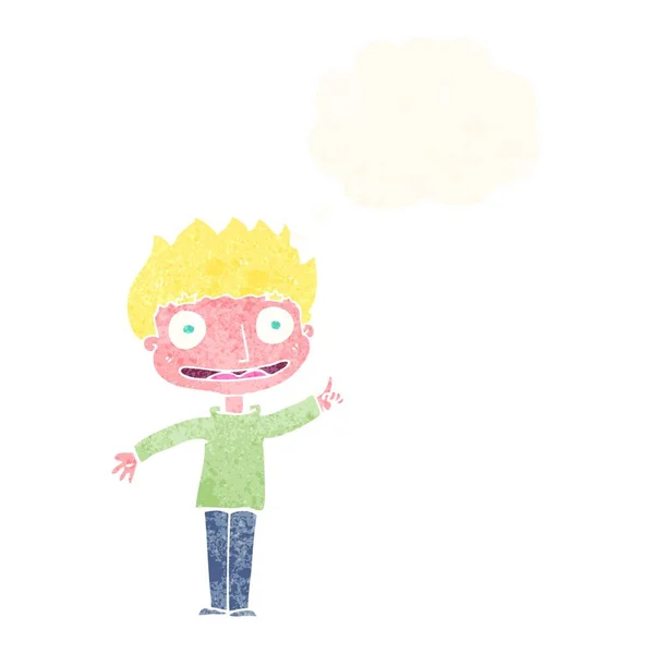 Καρτούν Χαρούμενο Αγόρι Φούσκα Σκέψης — Διανυσματικό Αρχείο
