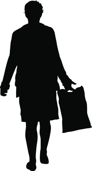 Silhouette Personnes Transportant Des Bagages Sur Fond Blanc Silhouette Personnes — Image vectorielle