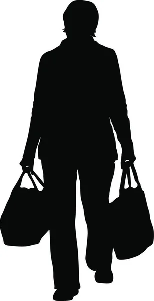 Silhouette Personnes Transportant Des Bagages Sur Fond Blanc Silhouette Personnes — Image vectorielle