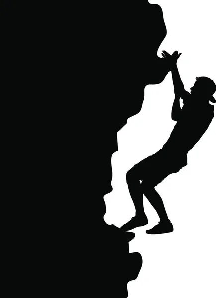 Schwarze Silhouette Bergsteiger Auf Weißem Hintergrund Schwarze Silhouette Bergsteiger Auf — Stockvektor