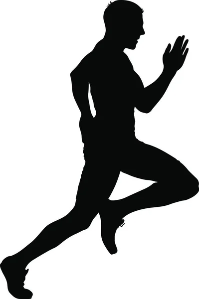 Black Silhouettes Runners Sprint Men White Background Preto Silhuetas Corredores —  Vetores de Stock