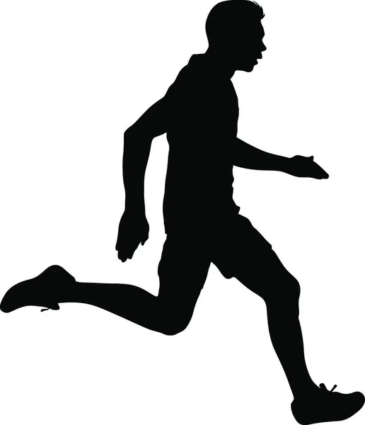 Black Silhouettes Runners Sprint Men White Background Preto Silhuetas Corredores — Vetor de Stock