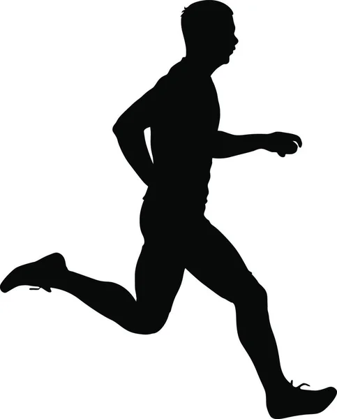 Zwarte Silhouetten Runners Sprint Mannen Witte Achtergrond Zwarte Silhouetten Runners — Stockvector