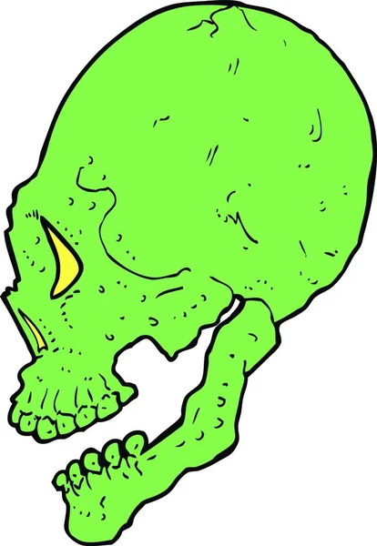 Houtsnede Illustratie Van Groene Cartoon Karakter — Stockvector