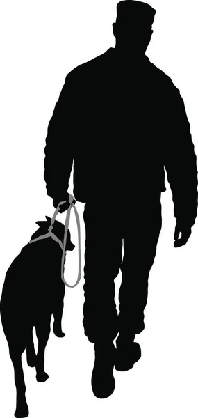 Силуэт Человека Собаки Белом Фоне Силуэт Человека Собаки Белом Фоне — стоковый вектор