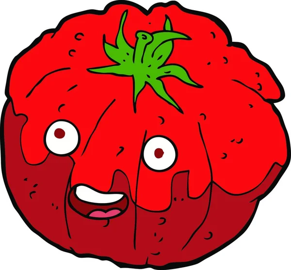 Kartun Bahagia Tomat Ilustrasi Latar Belakang Putih - Stok Vektor