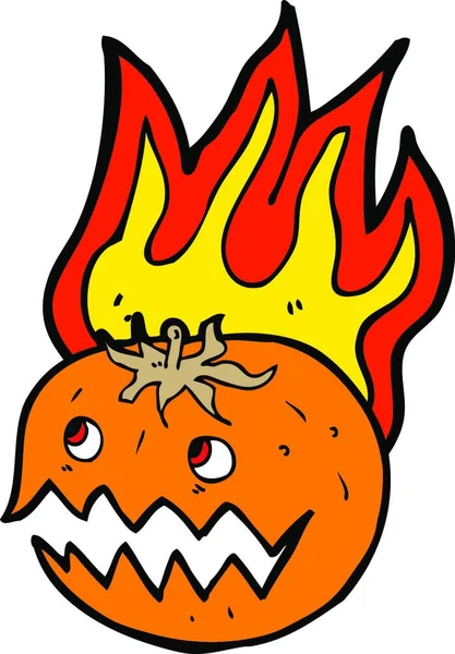 Calabaza Llamas Dibujos Animados Ilustración Sobre Fondo Blanco — Vector de stock