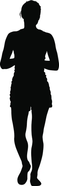 Silhouette Noire Femme Debout Les Gens Sur Fond Blanc Silhouette — Image vectorielle